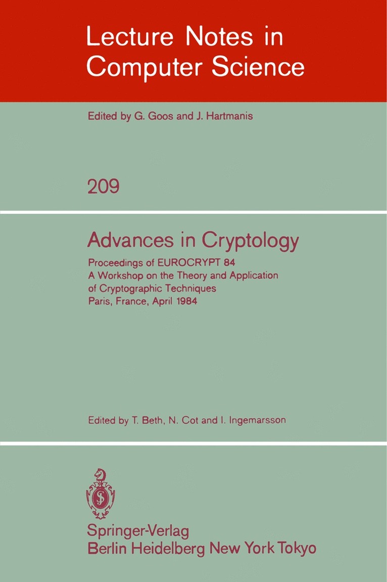 Advances in Cryptology 1