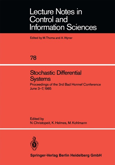 Norbert Christopeit, Kurt Helmes, Michael Kohlmann - Stochastic Differential Systems, Häftad