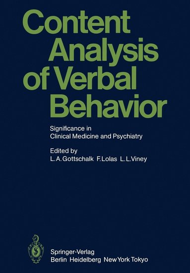 bokomslag Content Analysis of Verbal Behavior