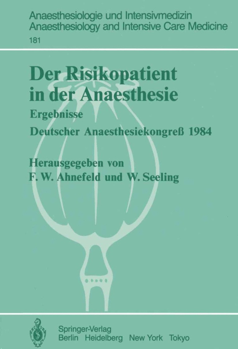 Friedrich Wilhelm Ahnefeld, Wulf Seeling - Der Risikopatient in der Anaesthesie, Häftad