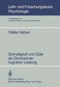 bokomslag Schnelligkeit und Gte als Dimensionen kognitiver Leistung