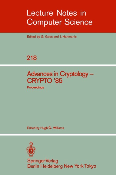 Hugh C. Williams - Advances in Cryptology, Häftad