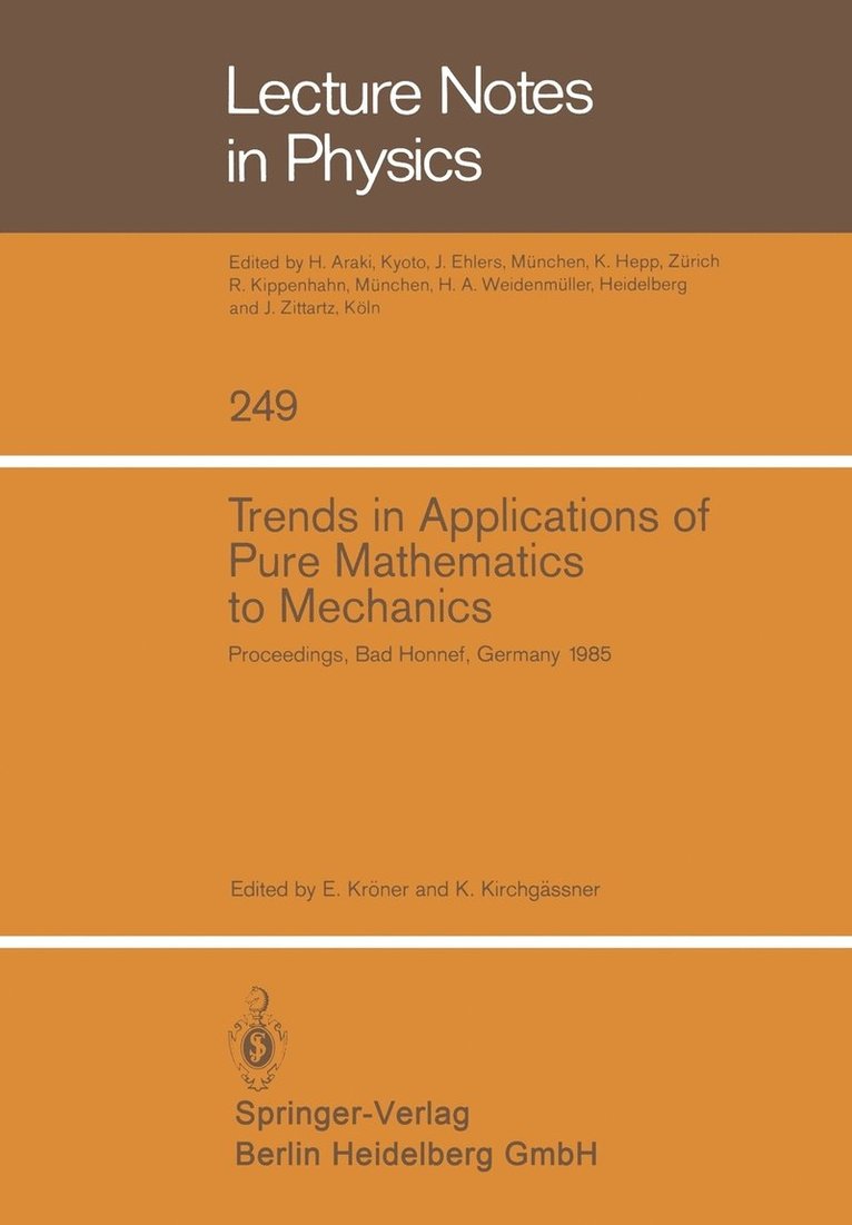 Trends in Applications of Pure Mathematics to Mechanics 1