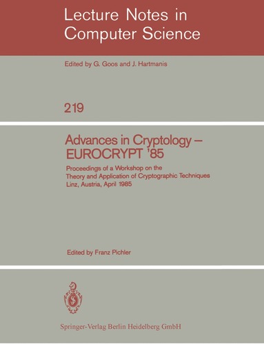 bokomslag Advances in Cryptology  EUROCRYPT '85