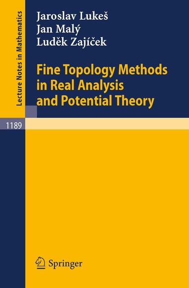 Jaroslav Lukes, Jan Maly, Ludek Zajicek - Fine Topology Methods in Real Analysis and Potential Theory, Häftad