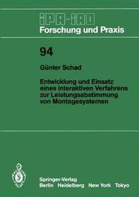 bokomslag Entwicklung und Einsatz eines interaktiven Verfahrens zur Leistungsabstimmung von Montagesystemen