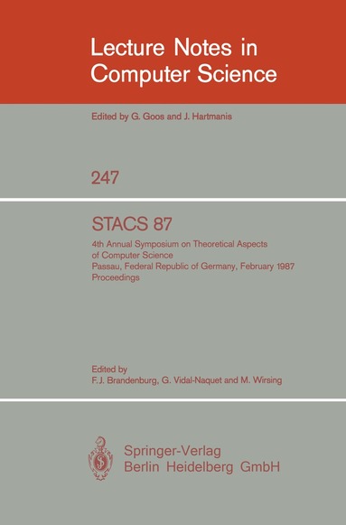 Franz J. Brandenburg, Guy Vidal-Naquet, Martin Wirsing - STACS 87, Häftad