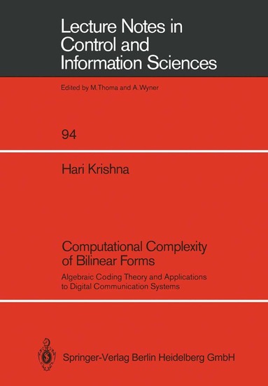 Hari Krishna - Computational Complexity of Bilinear Forms, Häftad