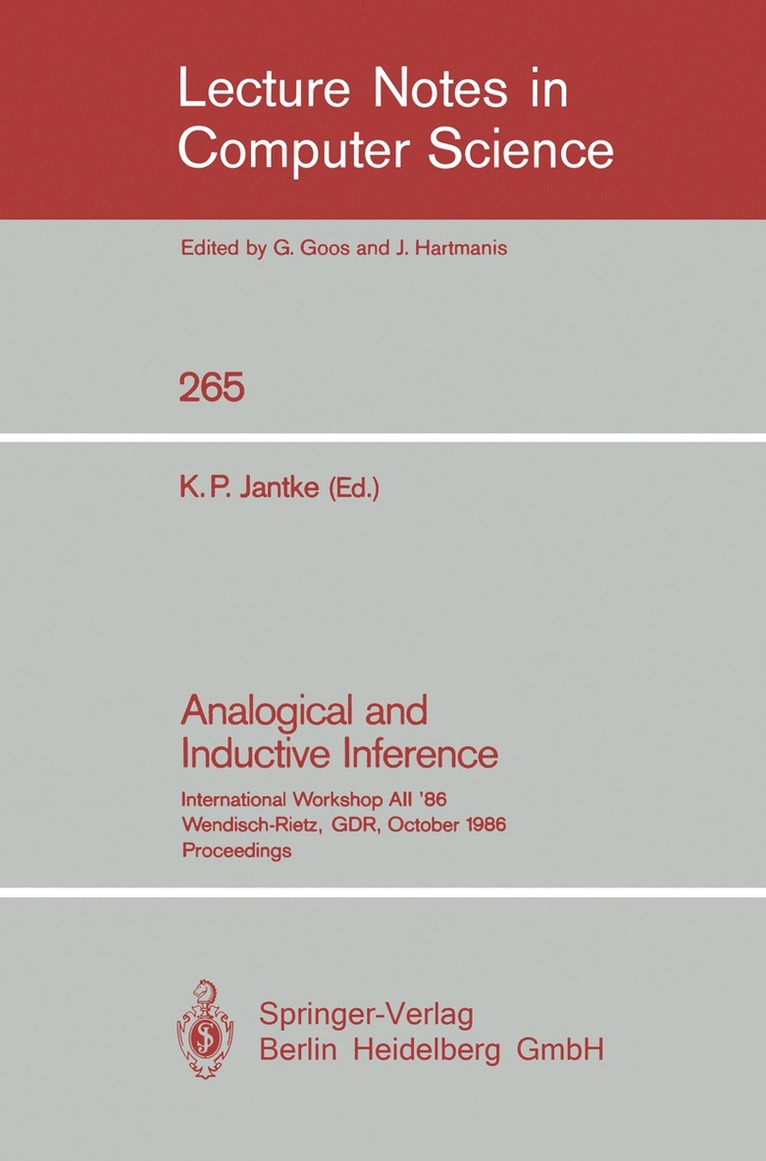 Klaus P. Jantke - Analogical and Inductive Inference, Häftad
