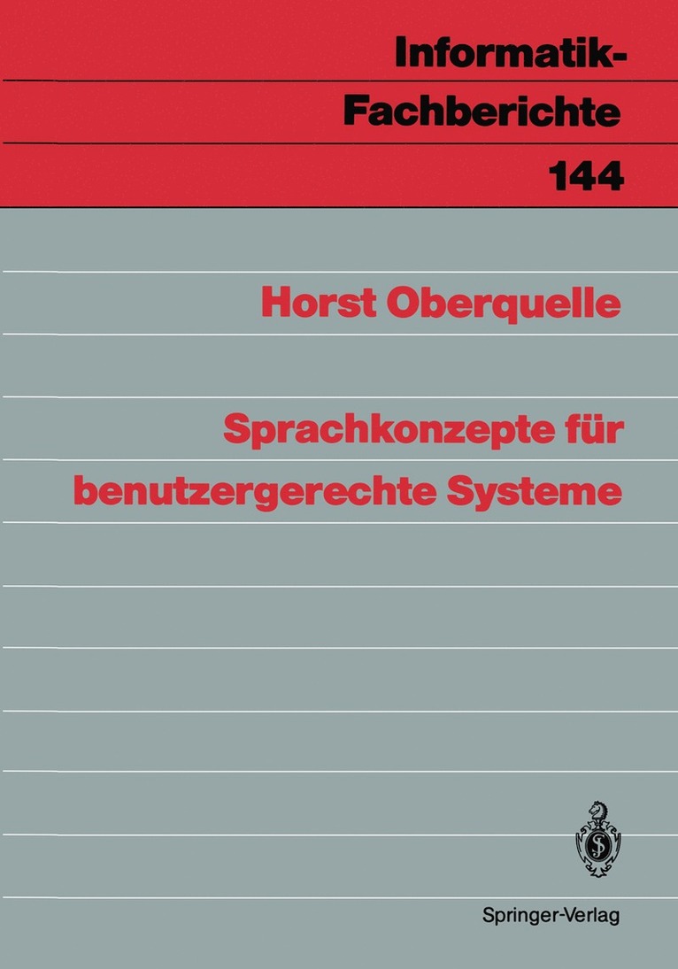 Horst Oberquelle - Sprachkonzepte für benutzergerechte Systeme, Häftad