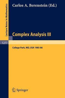 Complex Analysis III 1