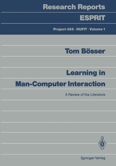 Tom Bösser - Learning in Man-Computer Interaction, Häftad