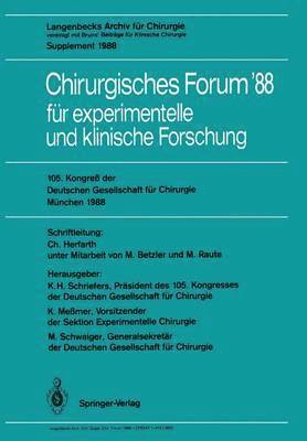 bokomslag 105. Kongre der Deutschen Gesellschaft fr Chirurgie Mnchen, 6.9. April 1988