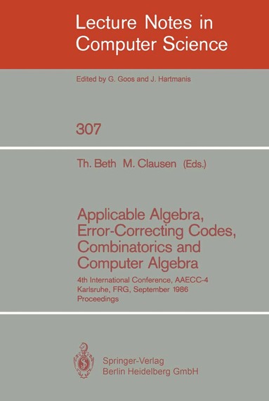 Thomas Beth, Michael Clausen - Applicable Algebra, Error-Correcting Codes, Combinatorics and Computer Algebra, Häftad