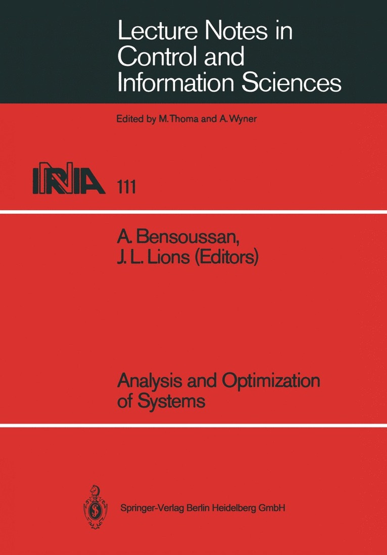 A. Bensoussan, J.L. Lions, J. L. Lions - Analysis and Optimization of Systems, Häftad