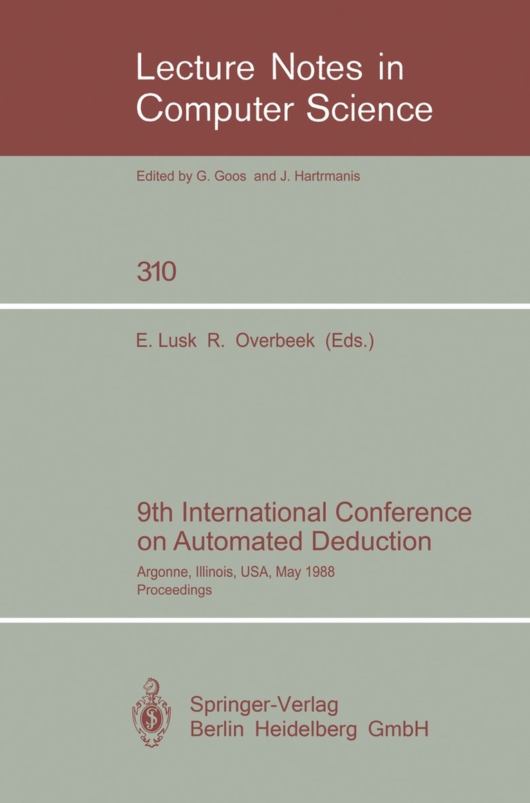 Ewing Lusk, Ross Overbeek - 9th International Conference on Automated Deduction, Häftad