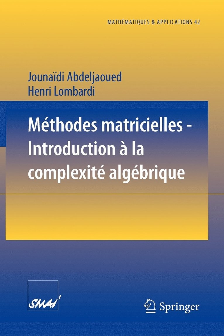 Mthodes matricielles - Introduction  la complexit algbrique 1