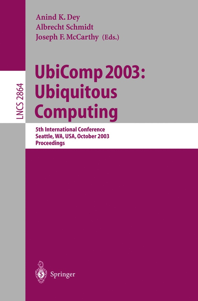 Anind K. Dey, Albrecht Schmidt, Joseph F. McCarthy - UbiComp 2003: Ubiquitous Computing, Häftad