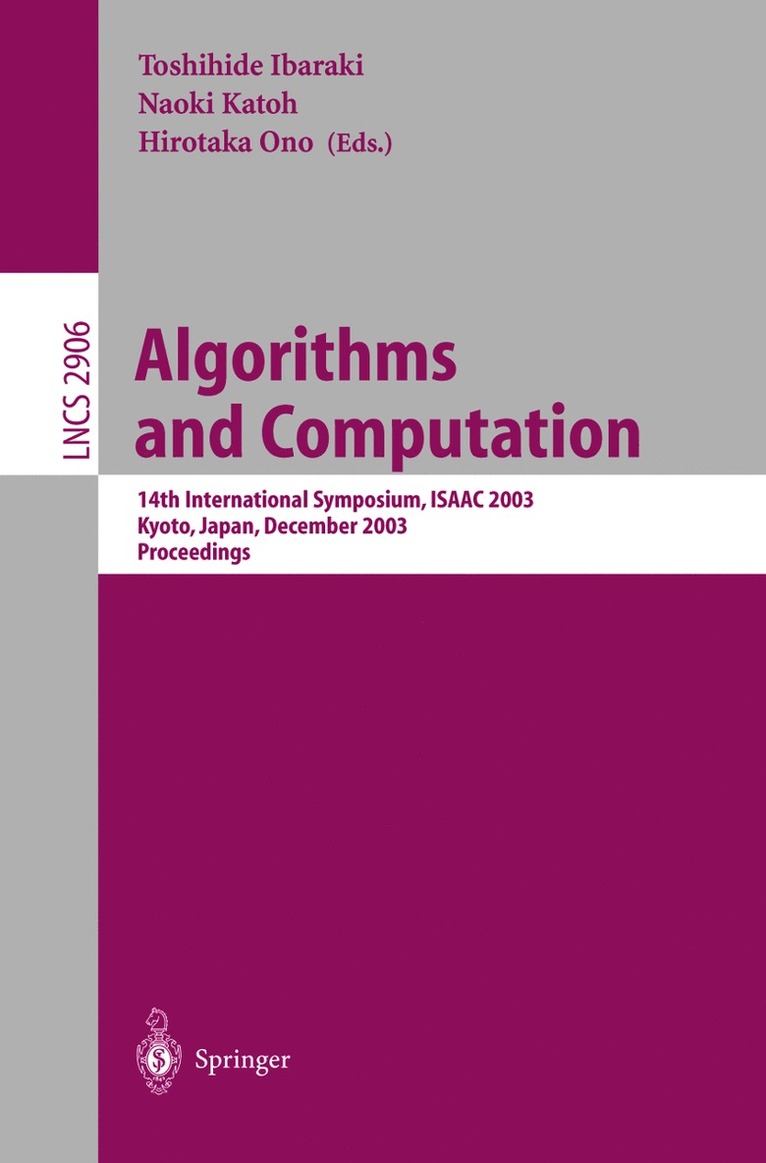 Toshihide Ibaraki, Naoki Katoh, Hirotaka Ono - Algorithms and Computation, Häftad