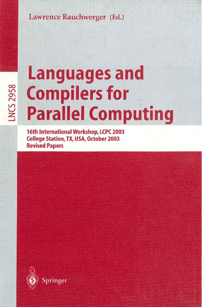 Lawrence Rauchwerger - Languages and Compilers for Parallel Computing, Häftad
