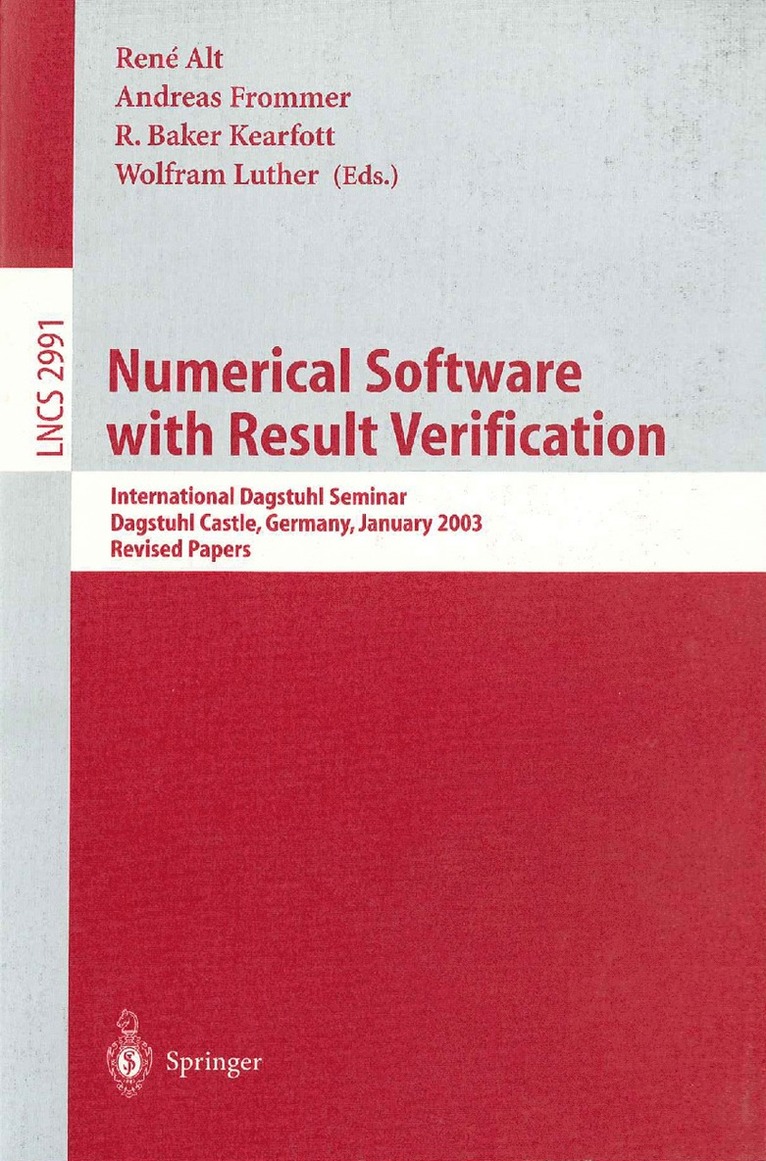 René Alt, Andreas Frommer, R. Baker Kearfott, Wolfram Luther, Andreas Alt, René - Numerical Software with Result Verification, Häftad