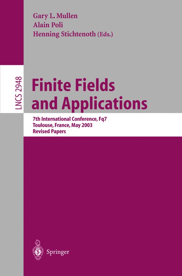 Gary L. Mullen, Alain Poli, Henning Stichtenoth - Finite Fields and Applications, Häftad