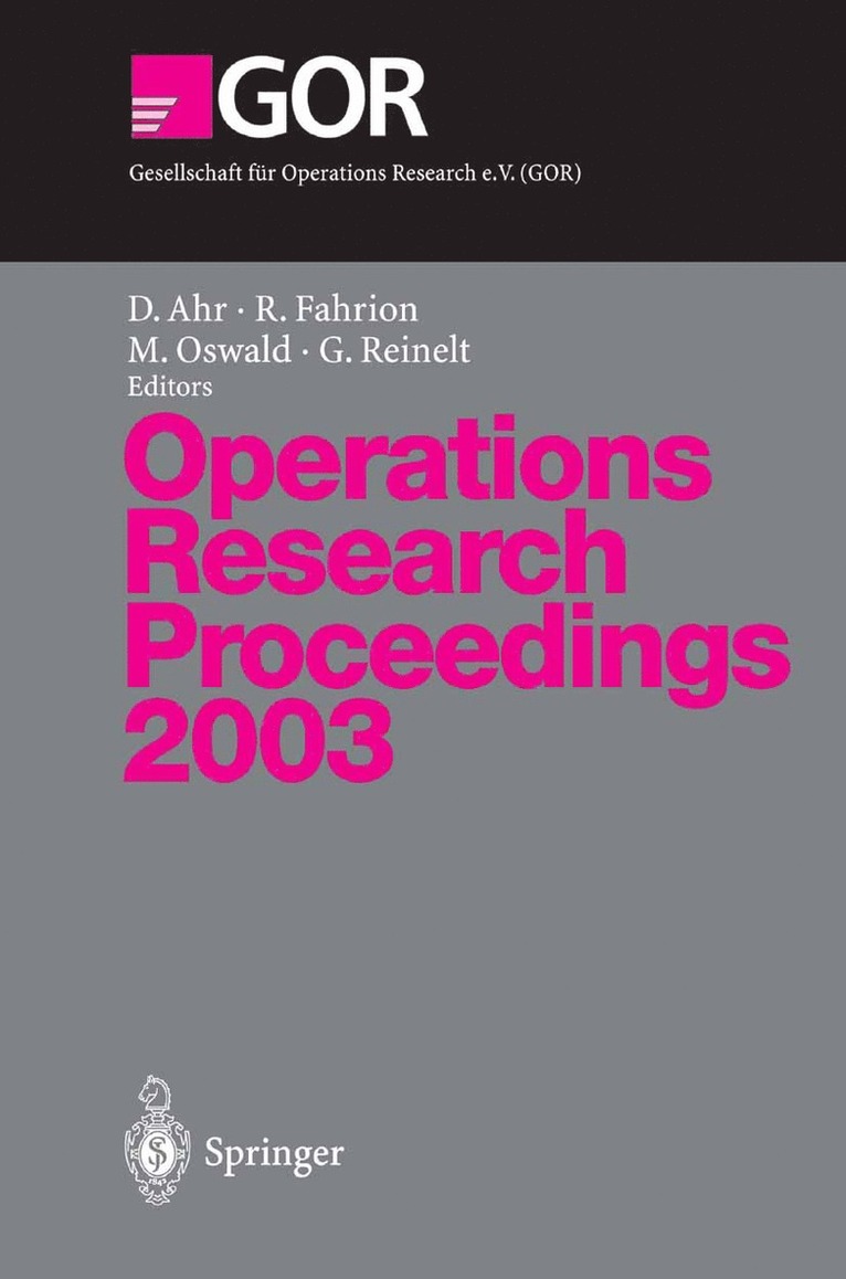 Dino Ahr, Roland Fahrion, Marcus Oswald, Gerhard Reinelt - Operations Research Proceedings 2003, Häftad