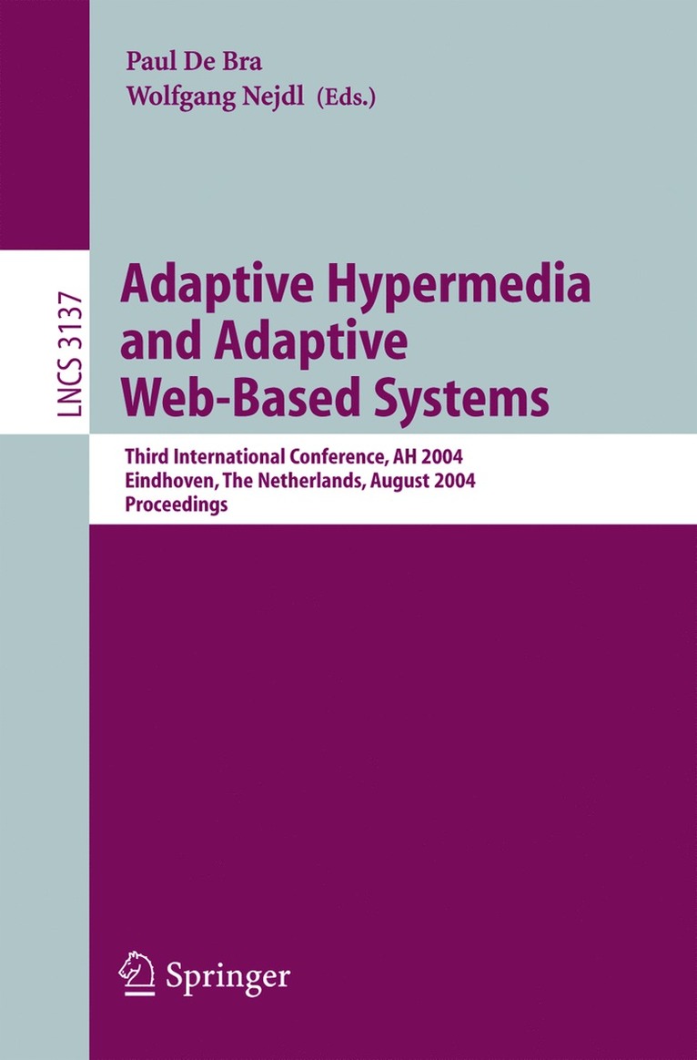 Wolfgang Nejdl, Paul De Bra - Adaptive Hypermedia and Adaptive Web-Based Systems, Häftad