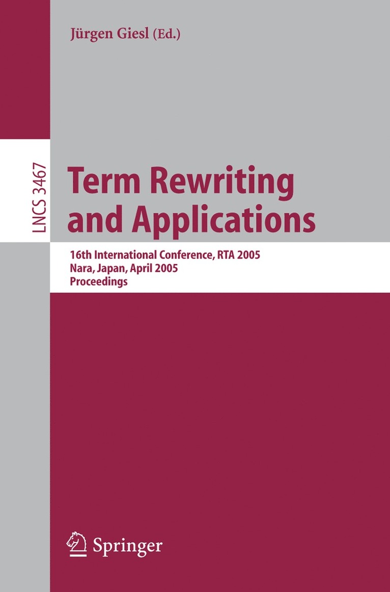 Jürgen Giesl - Term Rewriting and Applications, Häftad