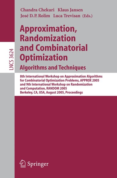 Chandra Chekuri, Klaus Jansen, José D.P. Rolim, Luca Trevisan - Approximation, Randomization and Combinatorial Optimization. Algorithms and Techniques, Häftad