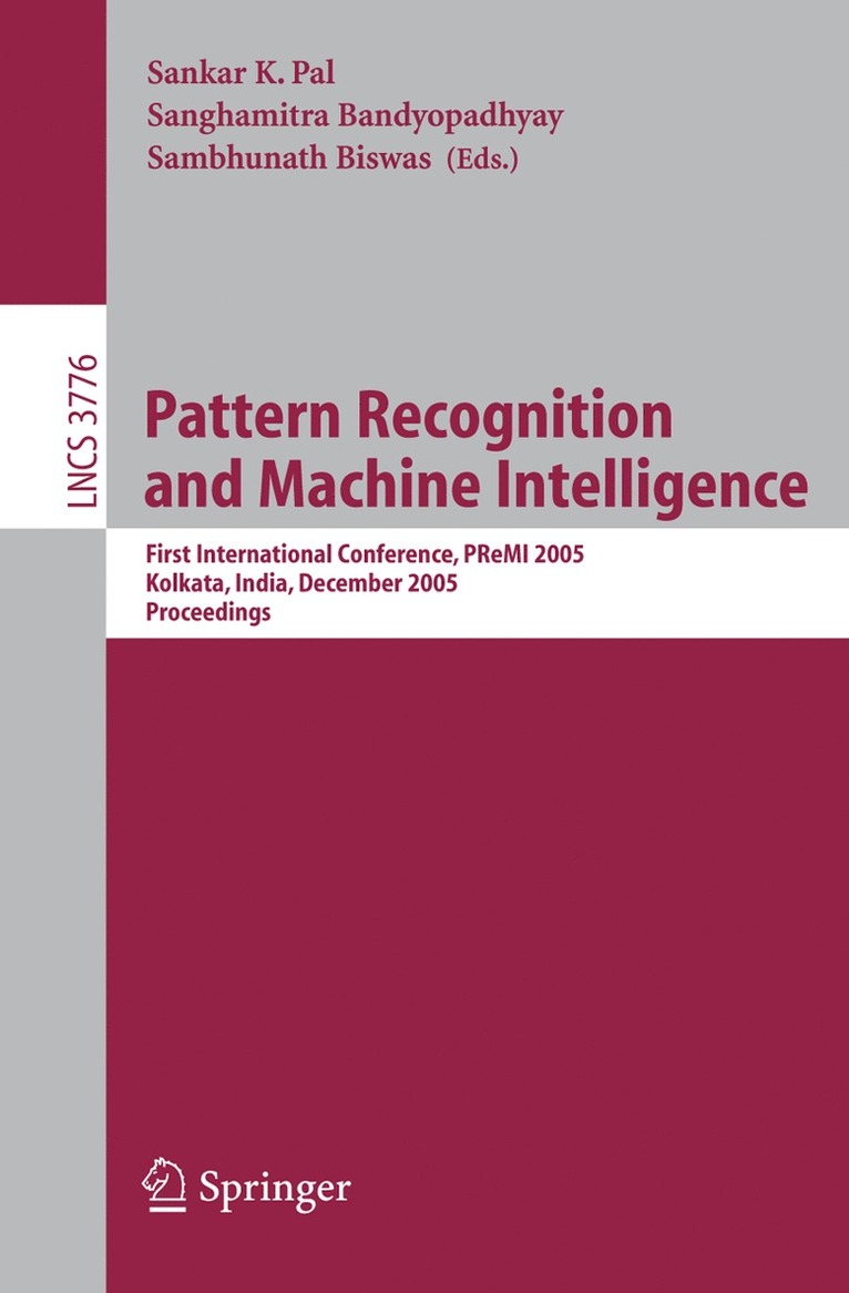 Pattern Recognition and Machine Intelligence 1