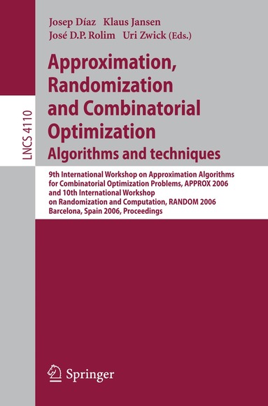Josep Diaz, Klaus Jansen, José D.P. Rolim, Uri Zwick - Approximation, Randomization, and Combinatorial Optimization. Algorithms and Techniques, Häftad