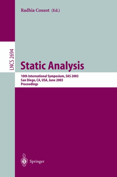 Radhia Cousot - Static Analysis, Häftad