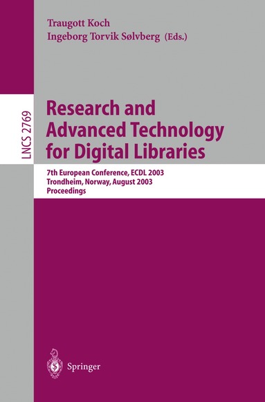 Traugott Koch, Ingeborg T. Solvberg - Research and Advanced Technology for Digital Libraries, Häftad