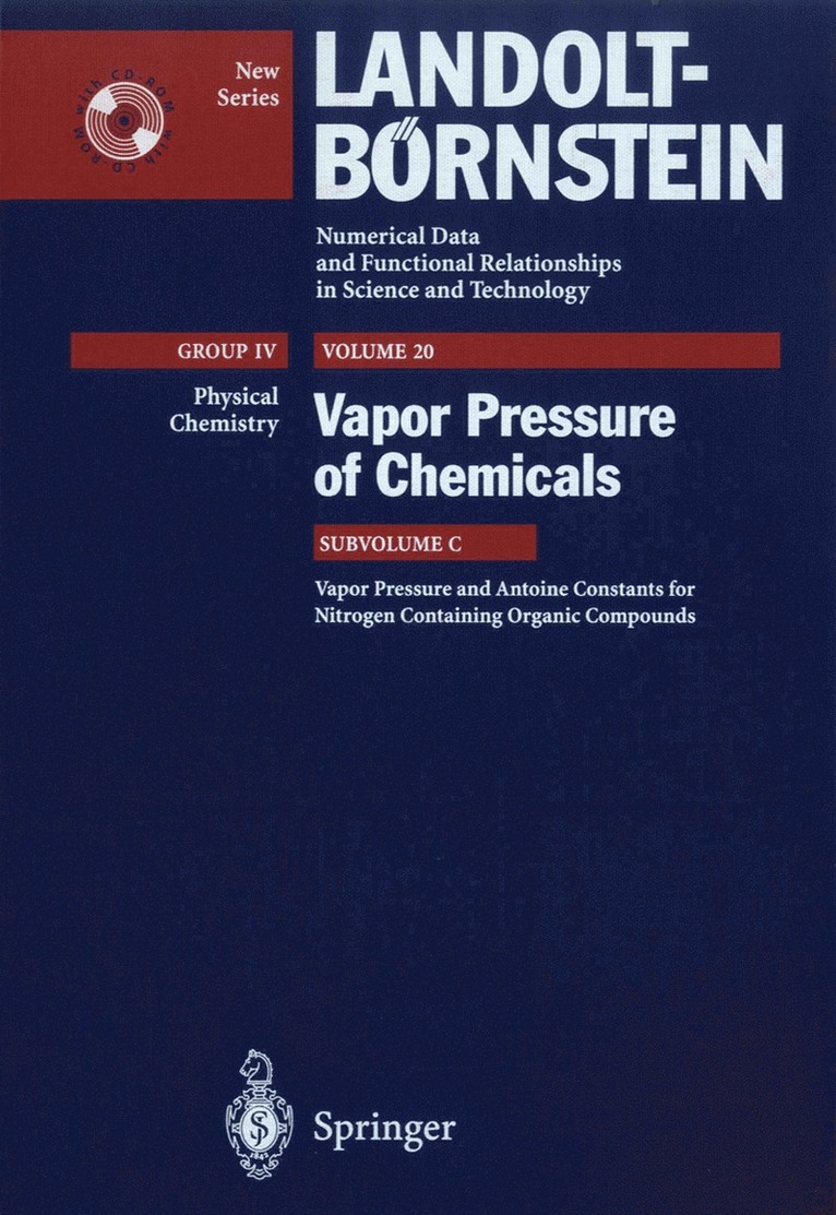 H.P.J. Wijn, K.R. Hall, H. P. J. Wijn - Vapor Pressure and Antoine Constants for Nitrogen Containing Organic Compounds, Inbunden