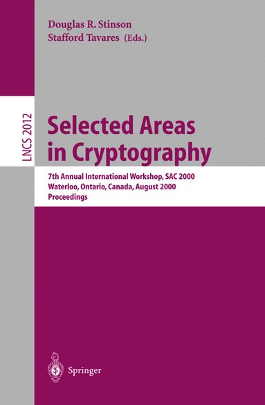 Douglas R. Stinson, Stafford Tavares - Selected Areas in Cryptography, Häftad