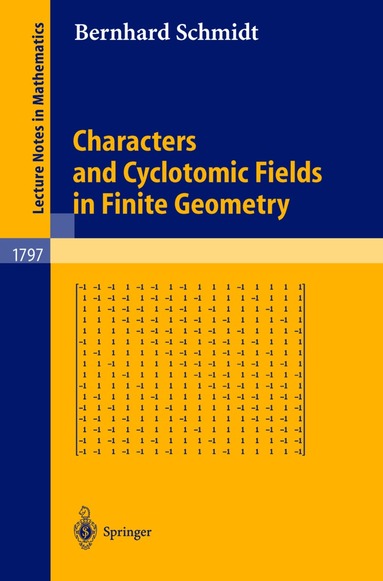 Bernhard Schmidt - Characters and Cyclotomic Fields in Finite Geometry, Häftad