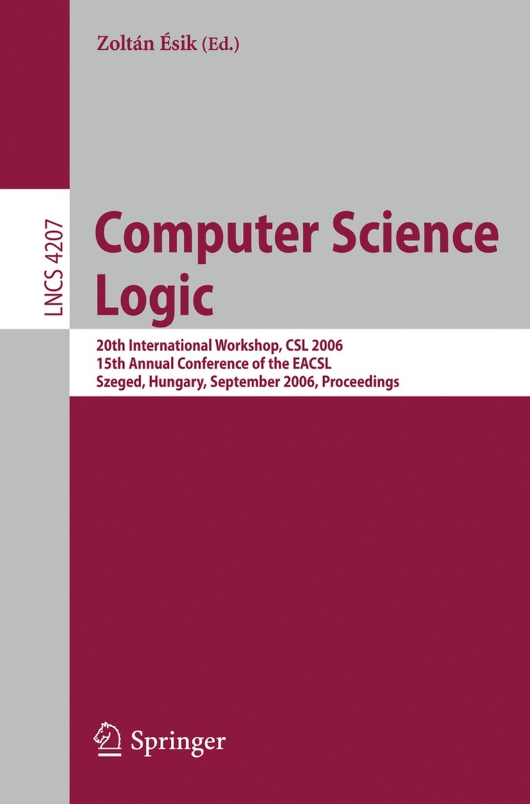 Zoltán Ésik, Zoltán - Computer Science Logic, Häftad