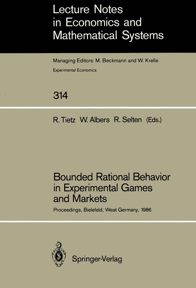 Bounded Rational Behavior in Experimental Games and Markets 1