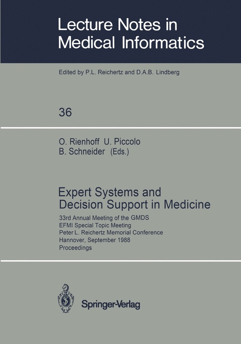 Otto Rienhoff, Ursula Piccolo, Berthold Schneider - Expert Systems and Decision Support in Medicine, Häftad