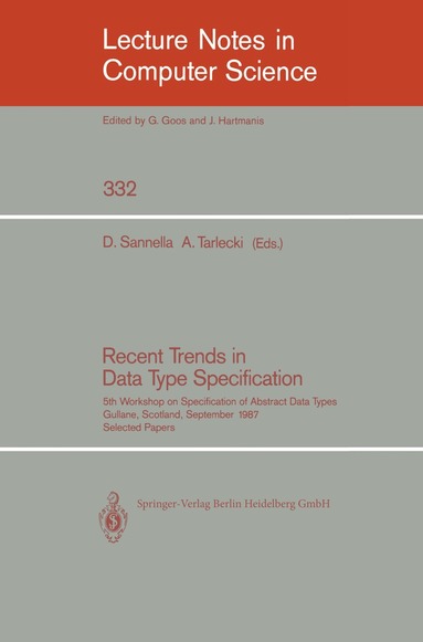 Donald Sannella - Recent Trends in Data Type Specification, Häftad