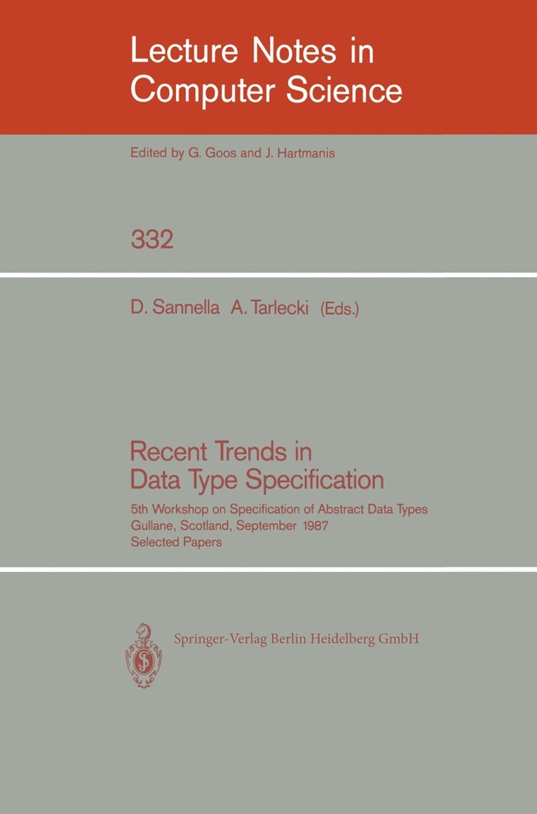 Donald Sannella - Recent Trends in Data Type Specification, Häftad