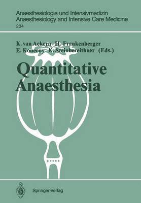 K. van Ackern, H. Frankenberger, E. Konecny, K. Steinbereithner, K. Van Ackern - Quantitative Anaesthesia, Häftad
