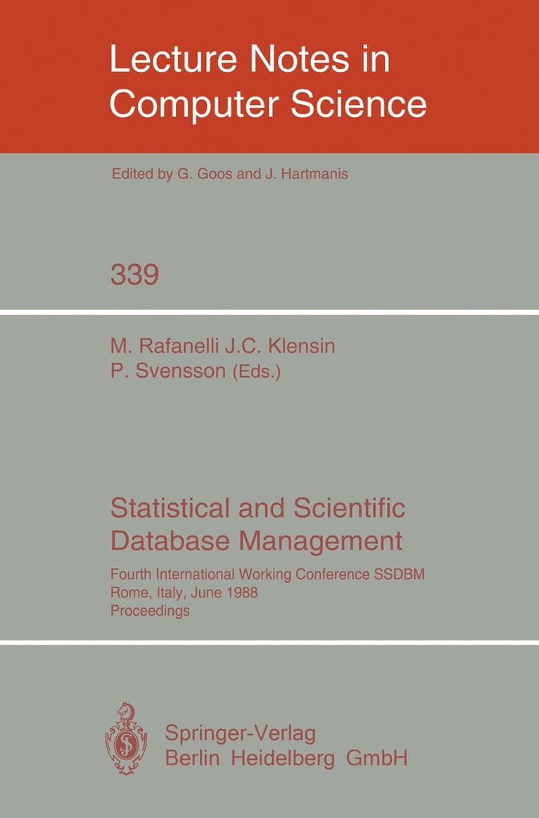 Maurizio Rafanelli, John C. Klensin, Per Svensson - Statistical and Scientific Database Management, Häftad