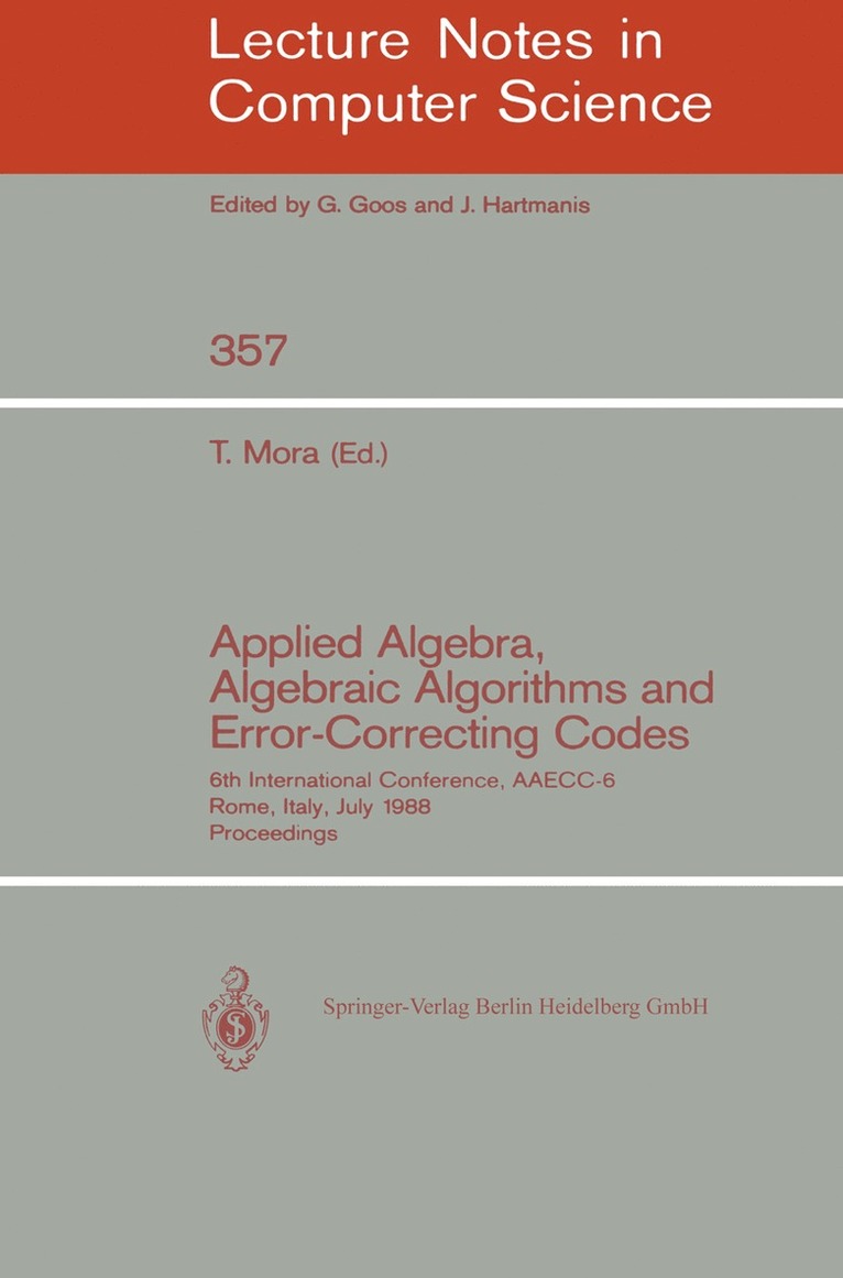 Applied Algebra, Algebraic Algorithms and Error-Correcting Codes 1