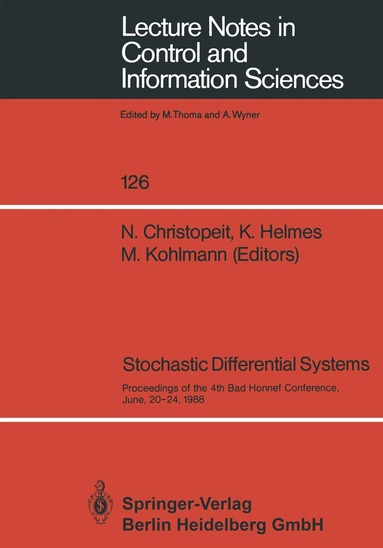Norbert Christopeit, Kurt Helmes, Michael Kohlmann - Stochastic Differential Systems, Häftad