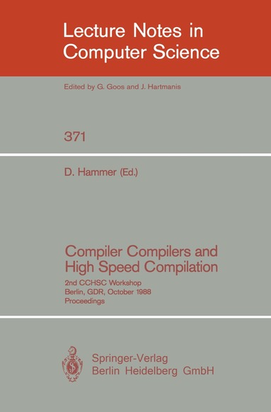 Dieter Hammer - Compiler Compilers and High Speed Compilation, Häftad