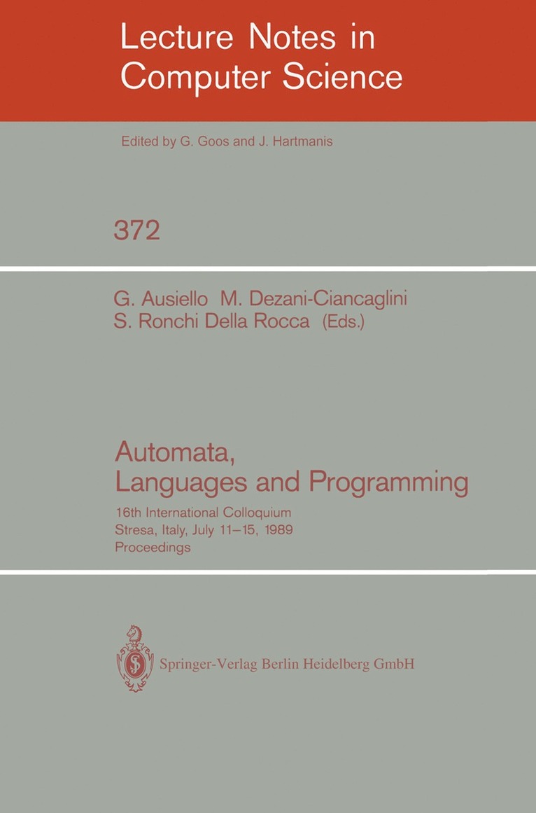 Giorgio Ausiello, Mariangiola Dezani-Ciancaglini, Simonetta Ronchi Della Rocca - Automata, Languages and Programming, Häftad