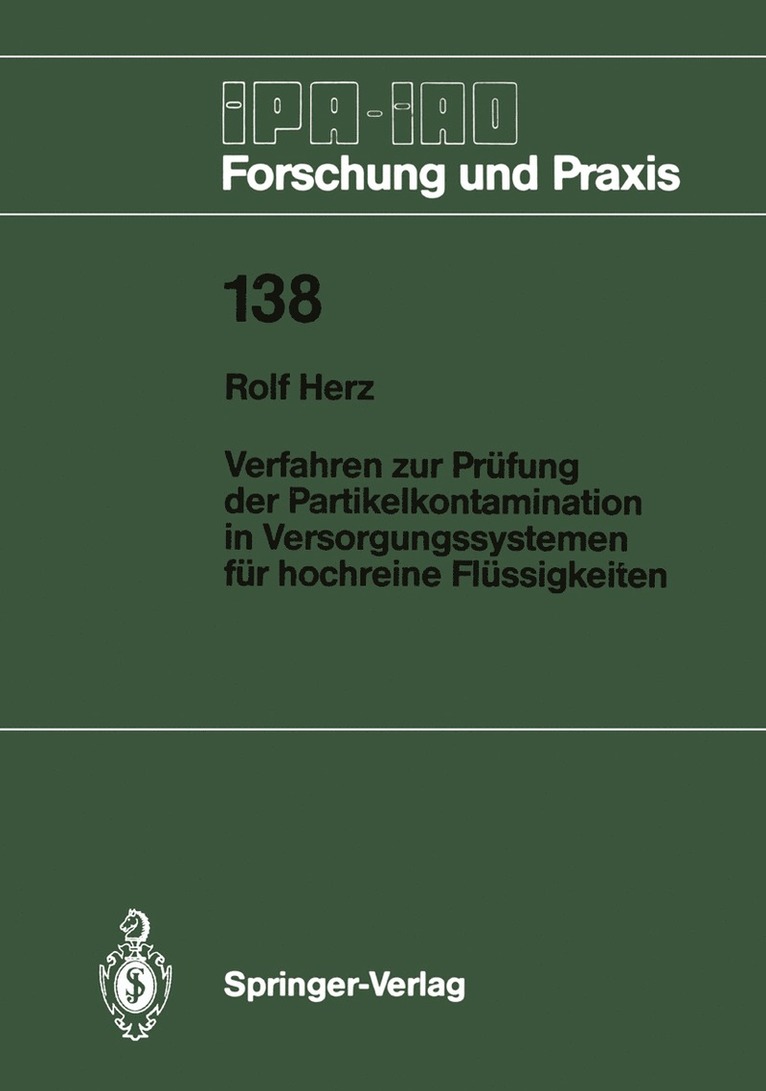 Rolf Herz - Verfahren zur Prüfung der Partikelkontamination in Versorgungssystemen für hochreine Flüssigkeiten, Häftad