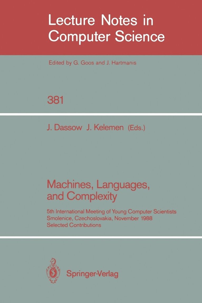 Machines, Languages, and Complexity 1